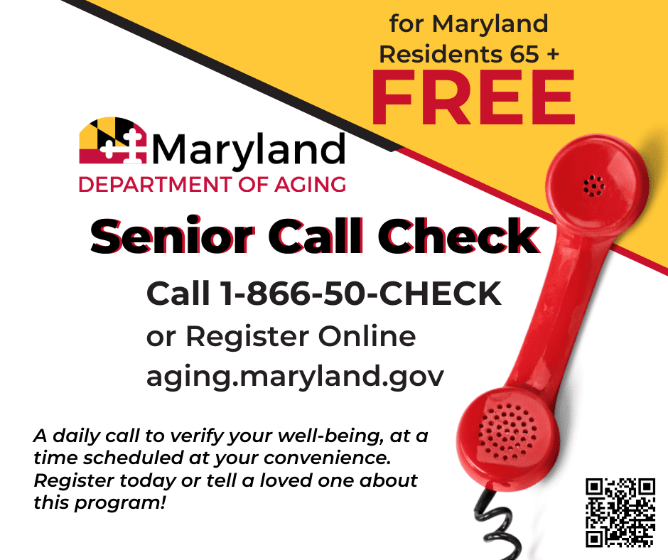 A flyer for senior call check