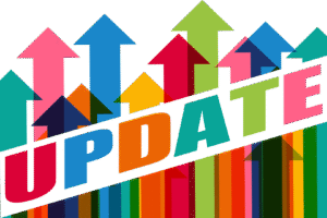 A colorful graphic of the word " update ".