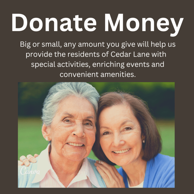 A picture of two women with the caption " donate money ".